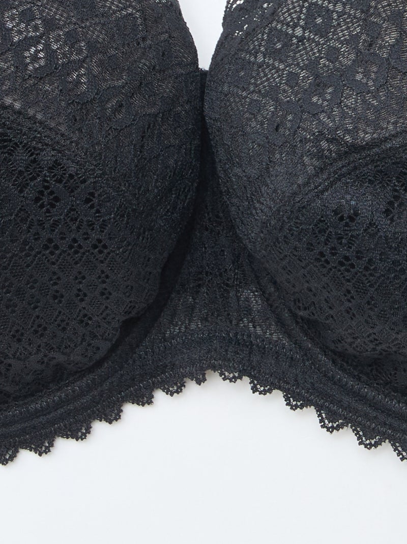 Soutien-gorge com aro em renda vazada Preto - Kiabi