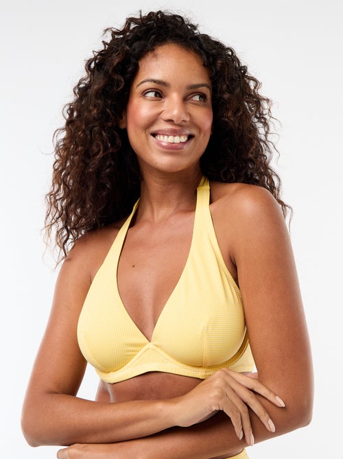 Soutien-gorge de banho com copas D&E estampado vichy - Kiabi