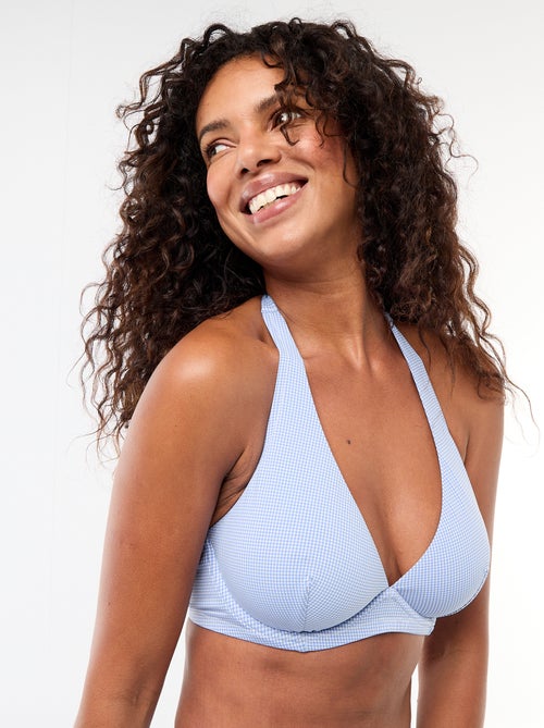 Soutien-gorge de banho com copas D&E estampado vichy - Kiabi