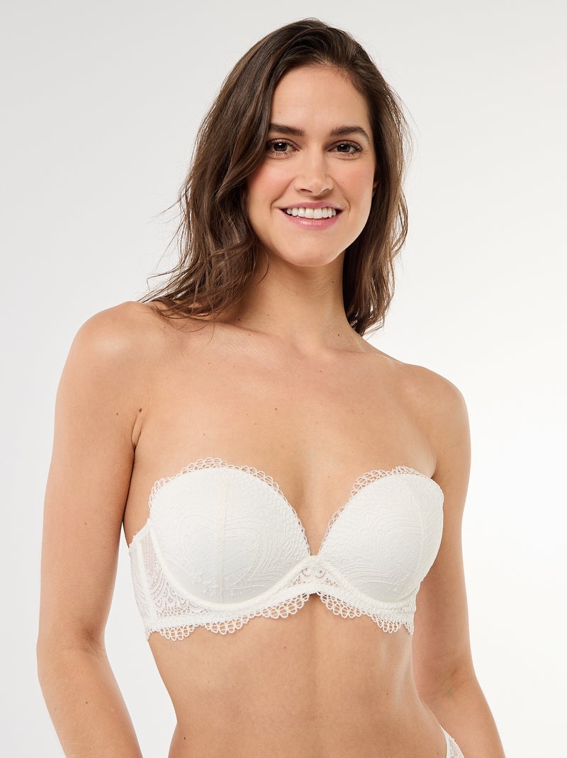 Soutien-gorge em renda decote plunge Branco - Kiabi