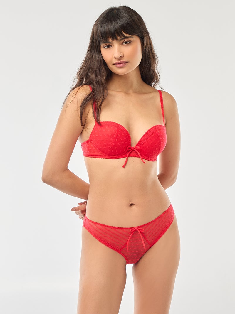 Soutien-gorge push up em renda - Dia dos Namorados Vermelho - Kiabi