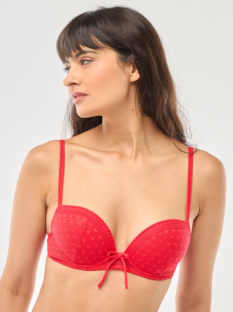 Soutien-gorge push up em renda - Dia dos Namorados Vermelho - Kiabi