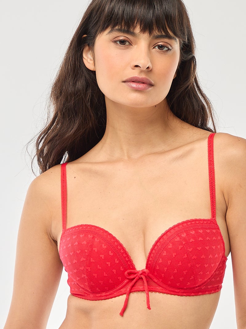 Soutien-gorge push up em renda - Dia dos Namorados Vermelho - Kiabi