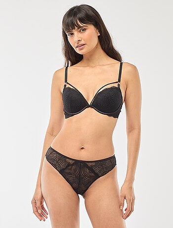 Soutien-gorge push up em renda folhagem
