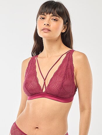 Soutien-gorge triângulo em renda folhagem transparente