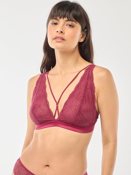 Soutien-gorge triângulo em renda folhagem transparente - Kiabi