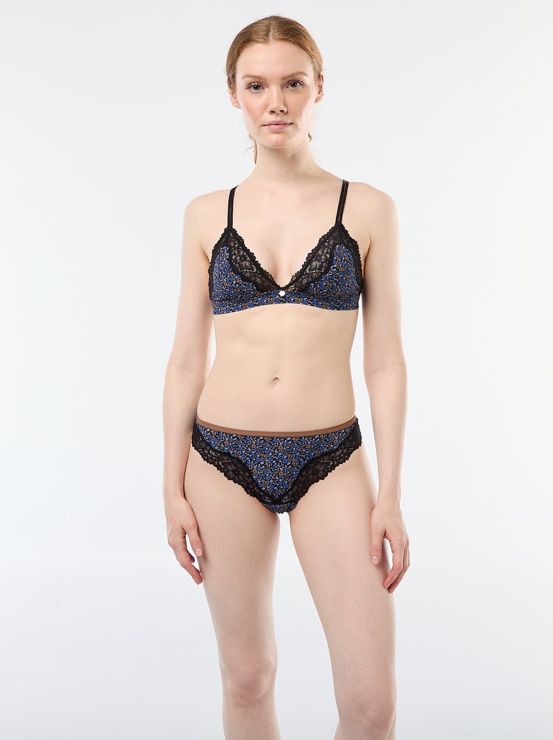 Soutien-gorge triângulo estampado sem aros Azul - Kiabi
