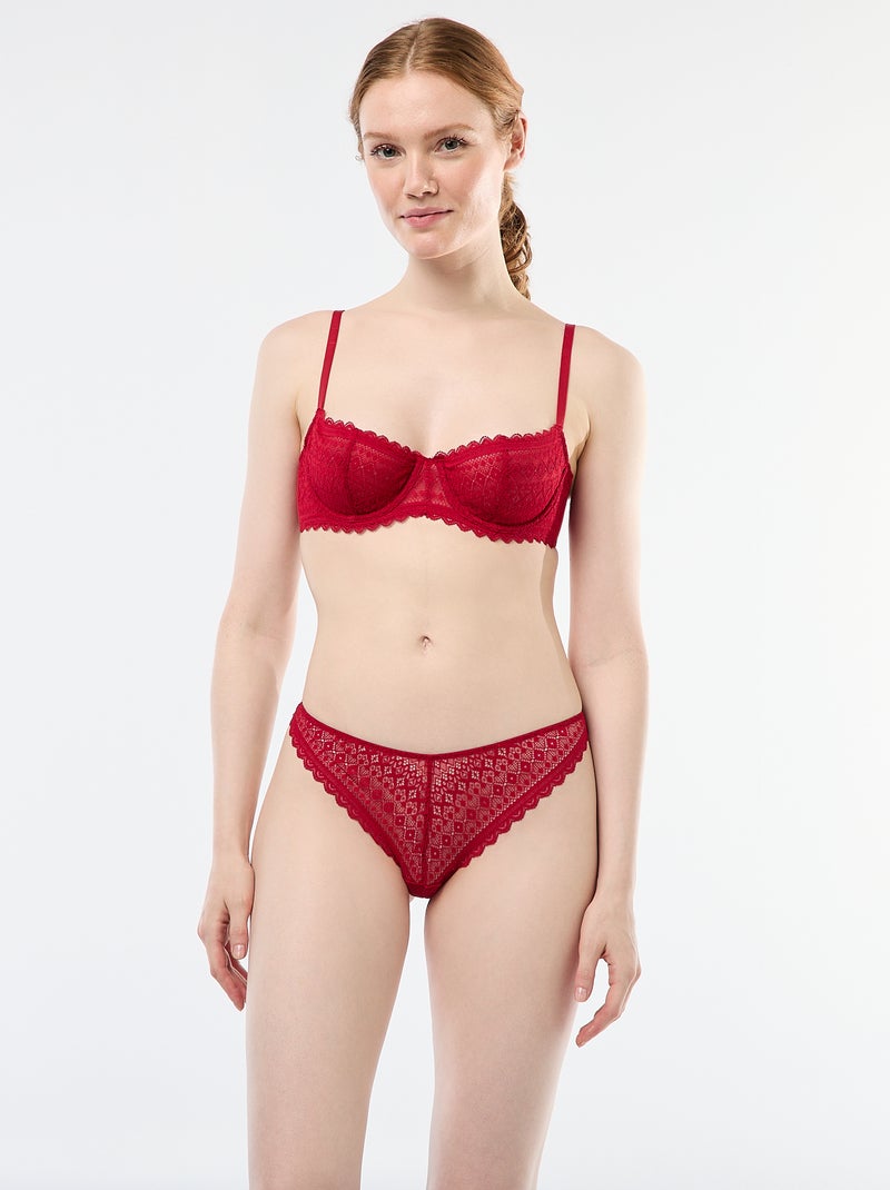 Soutien-gorje cai-cai em renda Vermelho - Kiabi