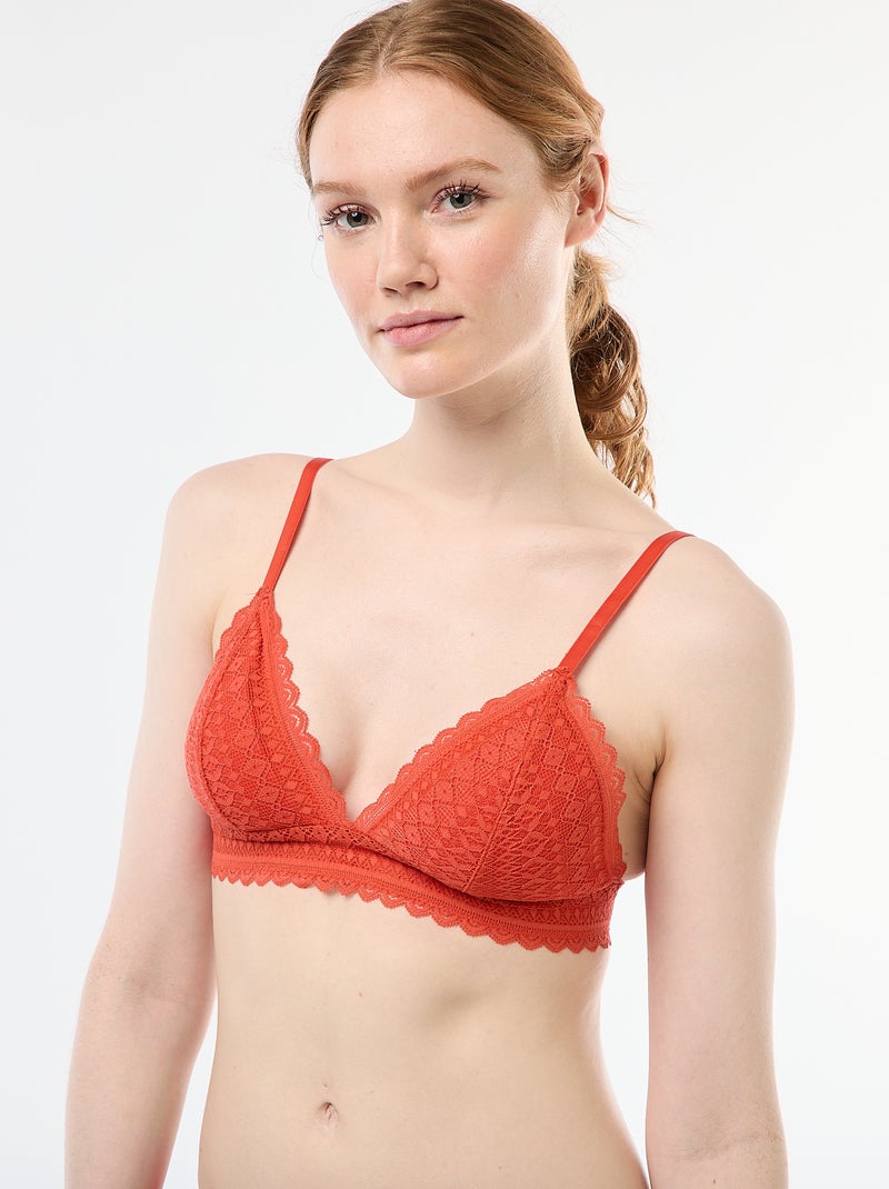 Soutien-gorje triângulo em renda Laranja - Kiabi
