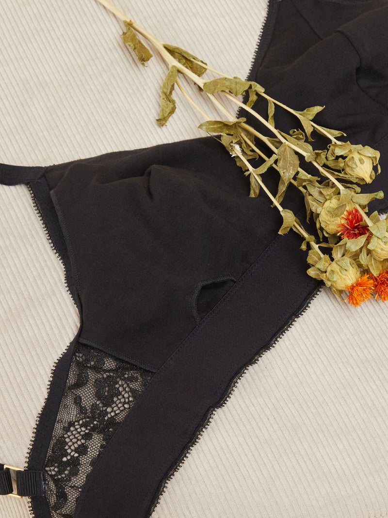 Soutien pós-operatório brilhante - Octobre Rose Preto - Kiabi