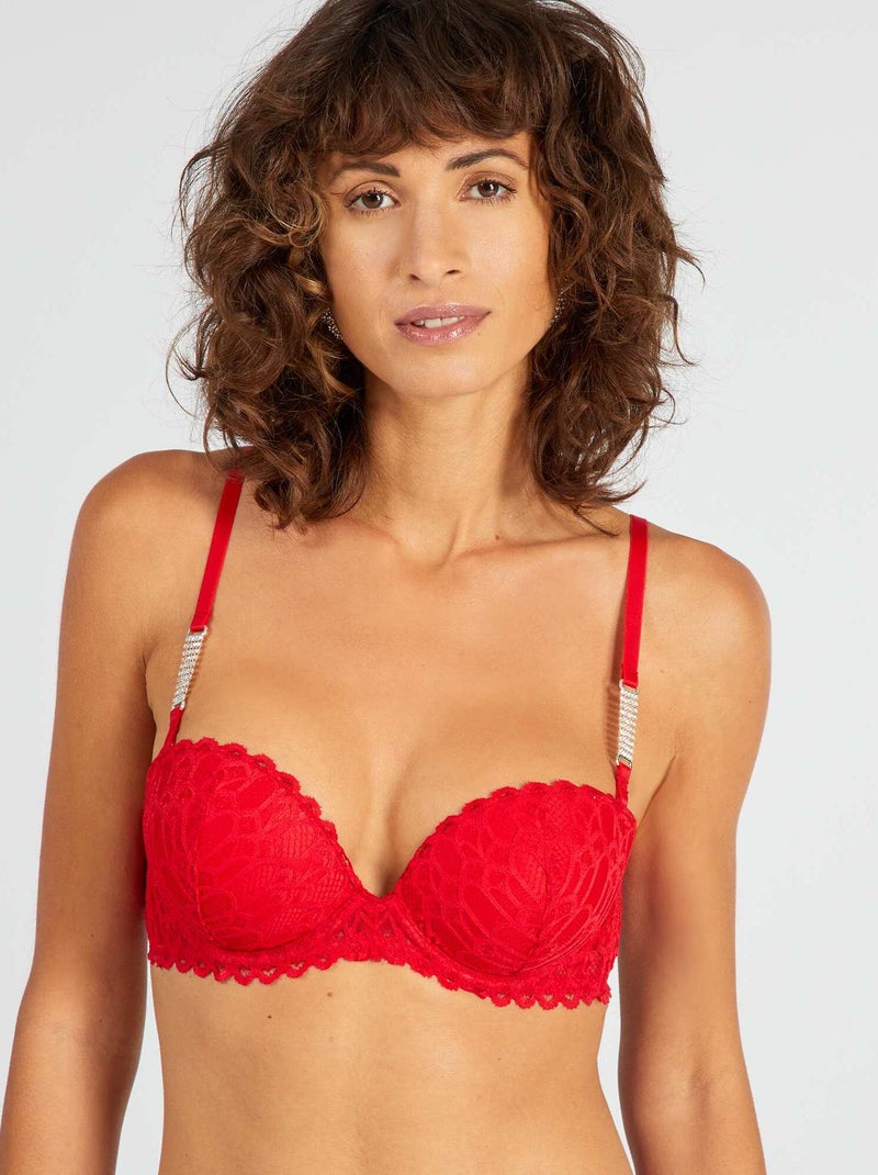 Soutien push-up com pormenores de joias VERMELHO - Kiabi