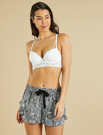 Soutien push-up de renda com alças cruzadas - Kiabi