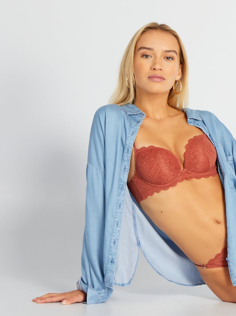 Soutien push-up de renda ROXO - Kiabi