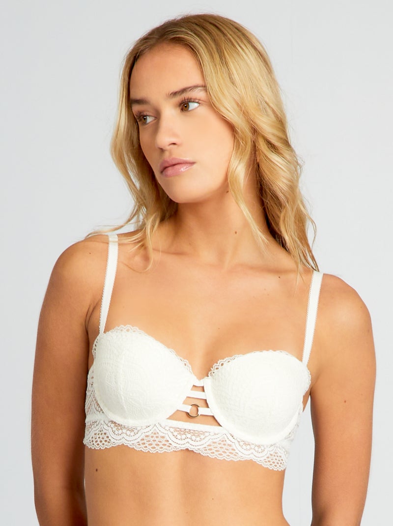 Soutien push-up em renda Branco - Kiabi