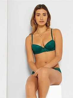 Soutien push-up em renda e microfibra - Kiabi