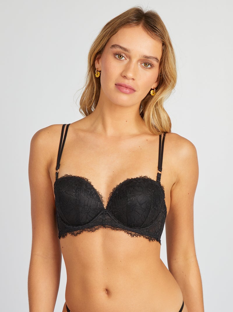 Soutien push-up em renda Preto - Kiabi