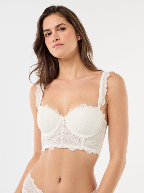 Soutien-soutien bustier em renda acetinada - Kiabi
