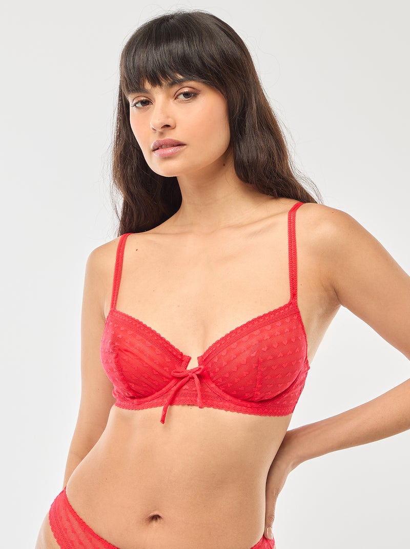 Soutien-soutien em renda sem enchimento - Dia dos Namorados Vermelho - Kiabi