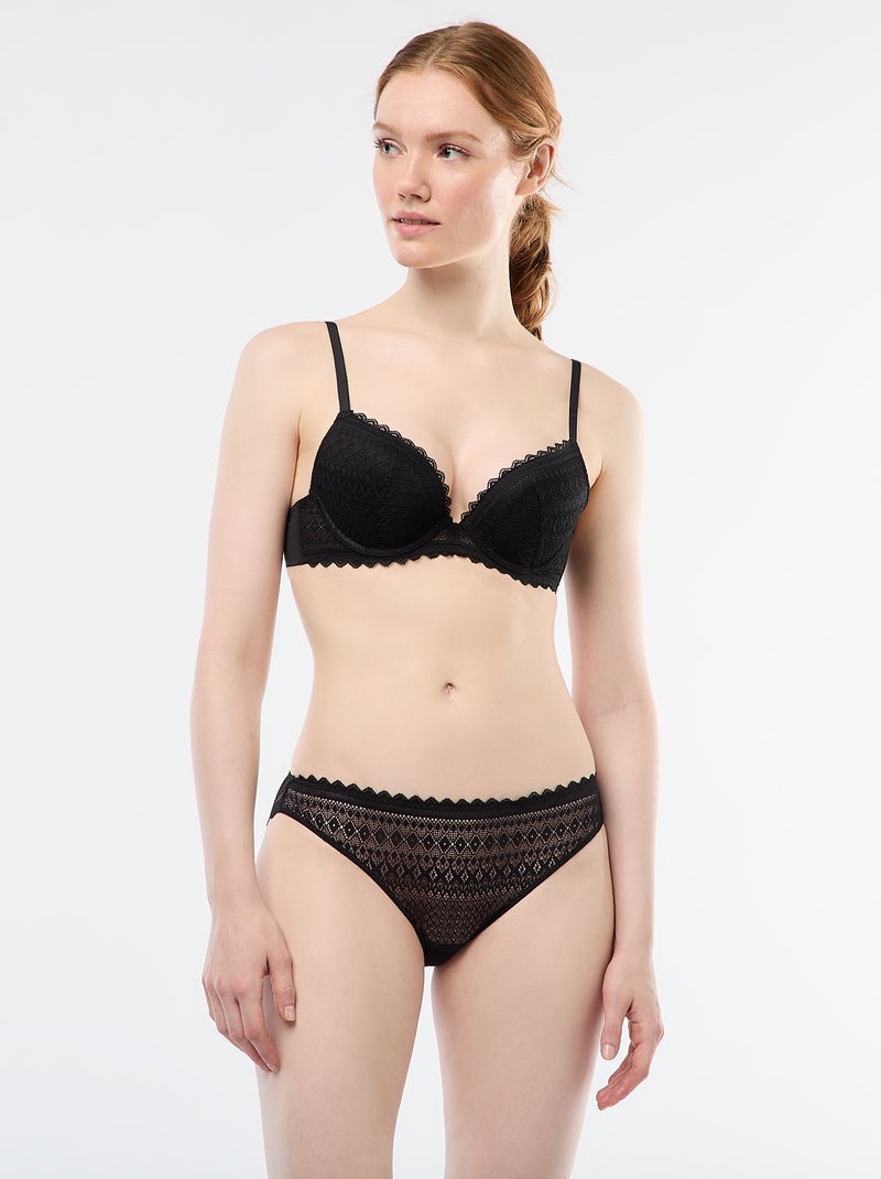 Soutien-soutien push-up em renda Preto - Kiabi