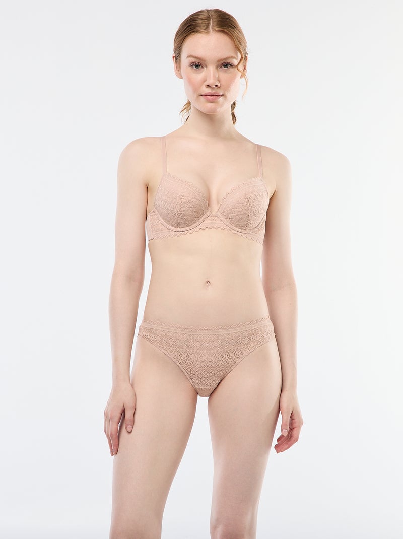 Soutien-soutien push-up em renda Rosa - Kiabi