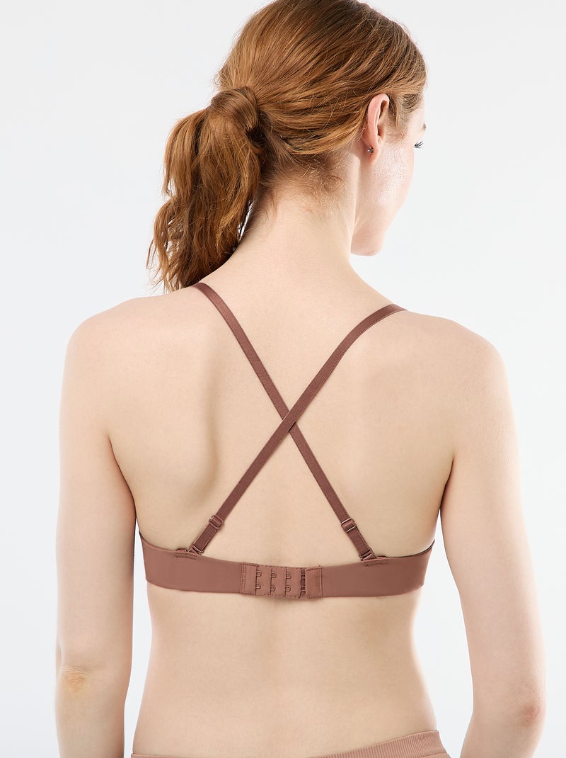 Soutien-soutien push-up invisível em microfibra Castanho - Kiabi