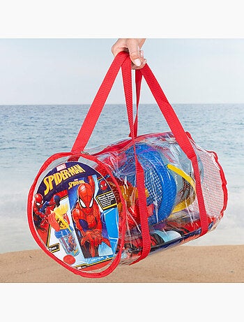 Spider-man conjunto de balde de praia com acessórios toalha e saco