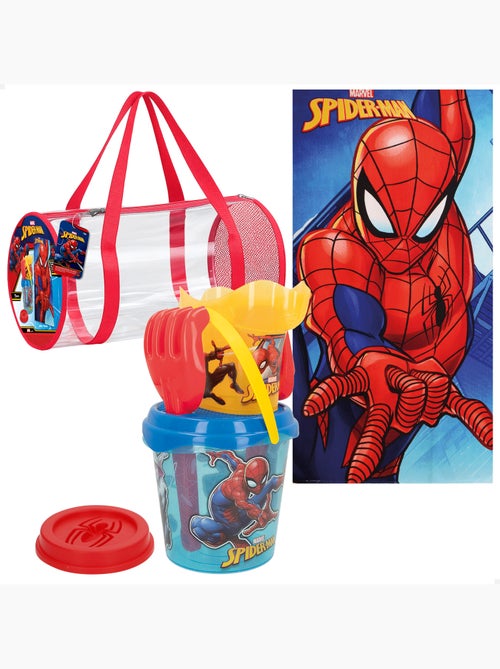 Spider-man conjunto de balde de praia com acessórios toalha e saco - Kiabi Spider-man conjunto de balde de praia com acessórios toalha e saco - Kiabi