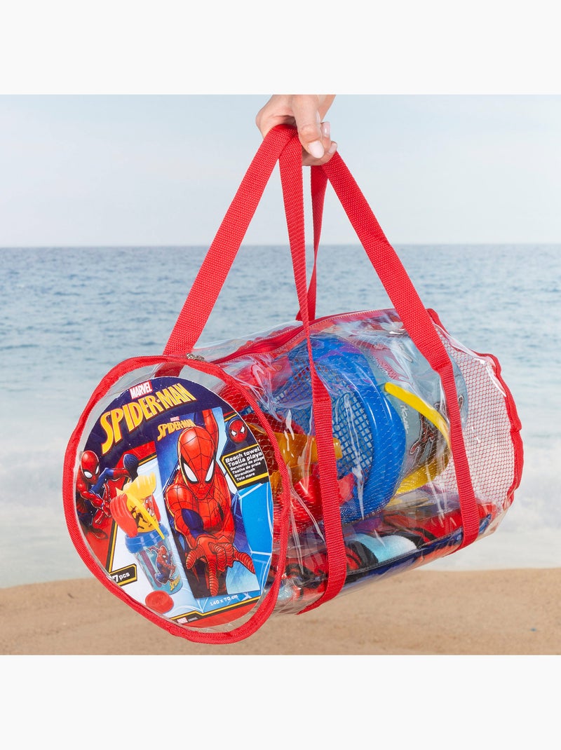 Spider-man conjunto de balde de praia com acessórios toalha e saco N/D - Kiabi
