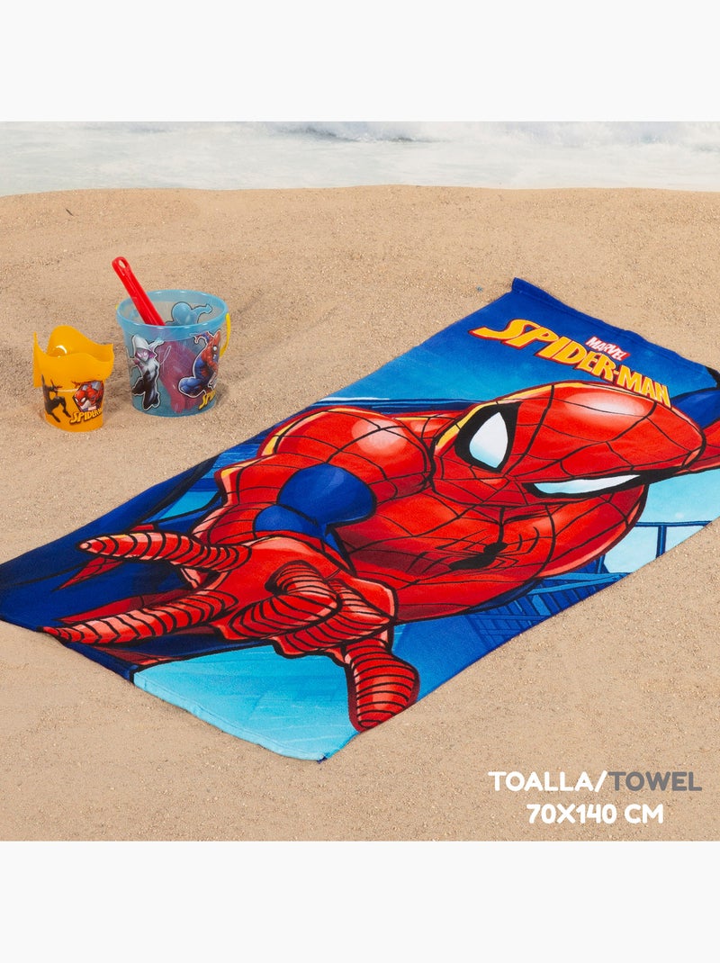 Spider-man conjunto de balde de praia com acessórios toalha e saco N/D - Kiabi