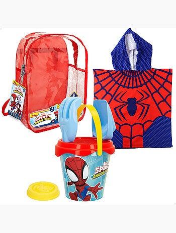 Spidey conjunto de praia com balde accesórios mochila e poncho