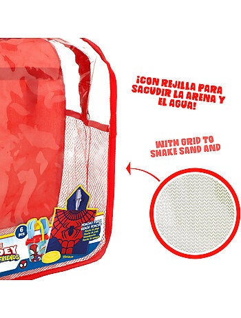Spidey conjunto de praia com balde accesórios mochila e poncho