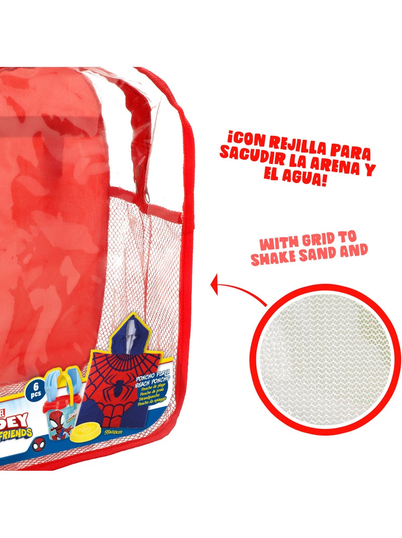 Spidey conjunto de praia com balde accesórios mochila e poncho N/D - Kiabi
