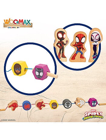 Spidey e sua superequipa blocos e formas de madeira para ligar entre si woomax