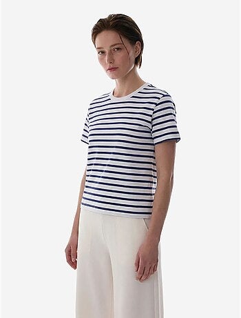 Stripe premium t-shirt às riscas de manga curta penti