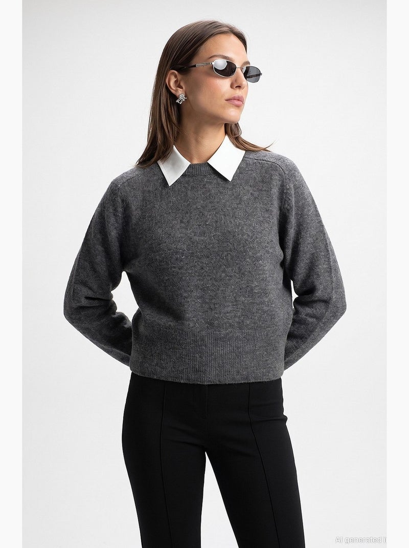 Suéter de malha feminino dilvin Cinza-preto - Kiabi