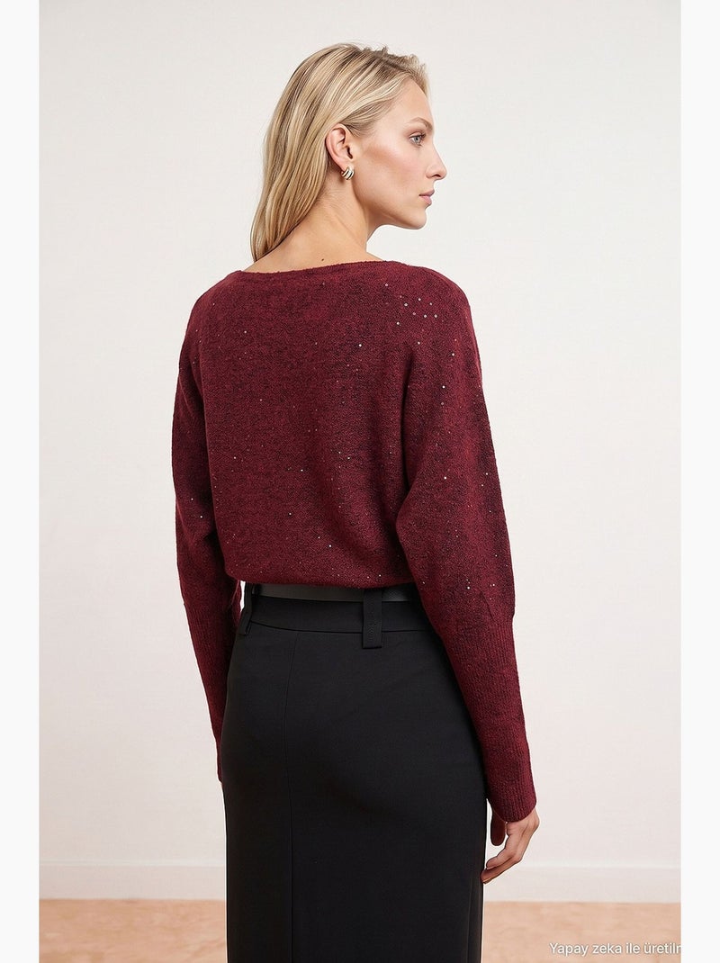 Suéter de malha feminino dilvin Vermelho bordô - Kiabi