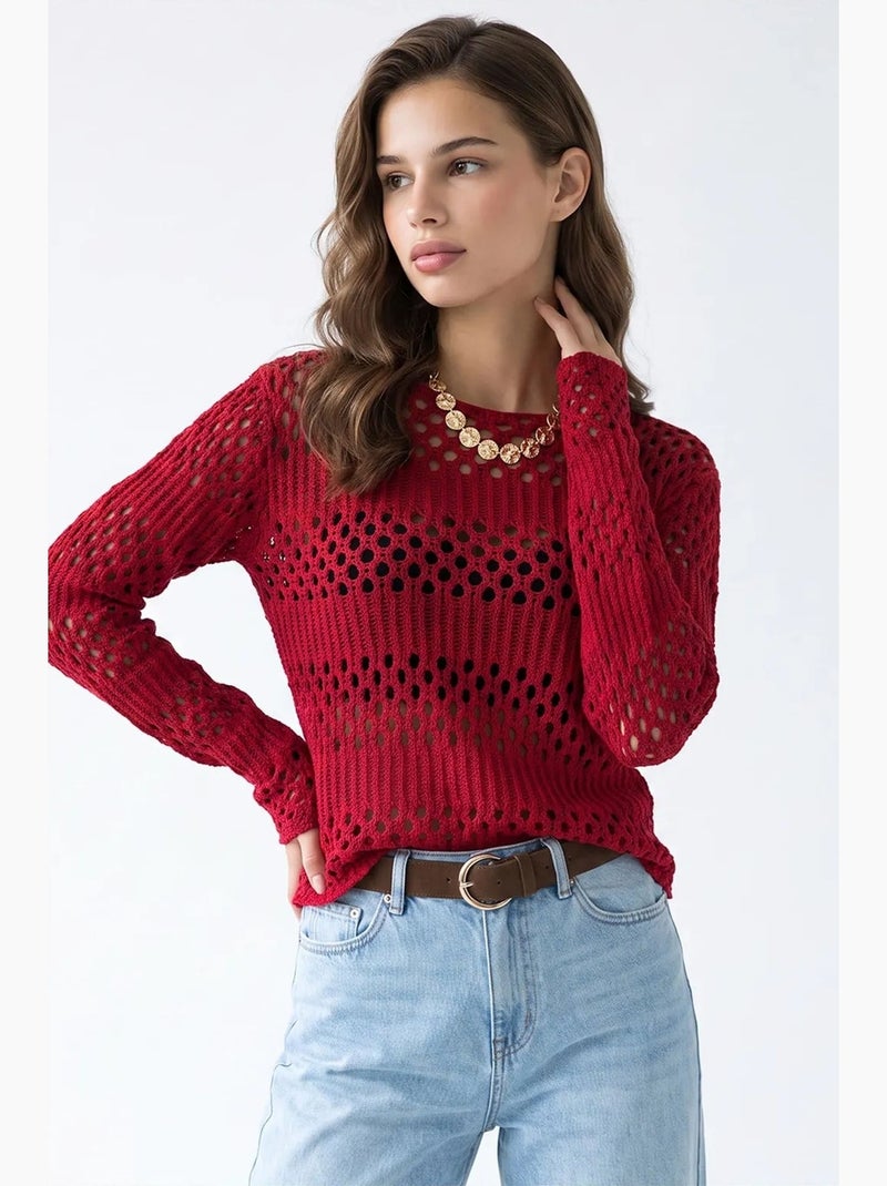 Suéter de malha feminino mixray Vermelho bordô - Kiabi