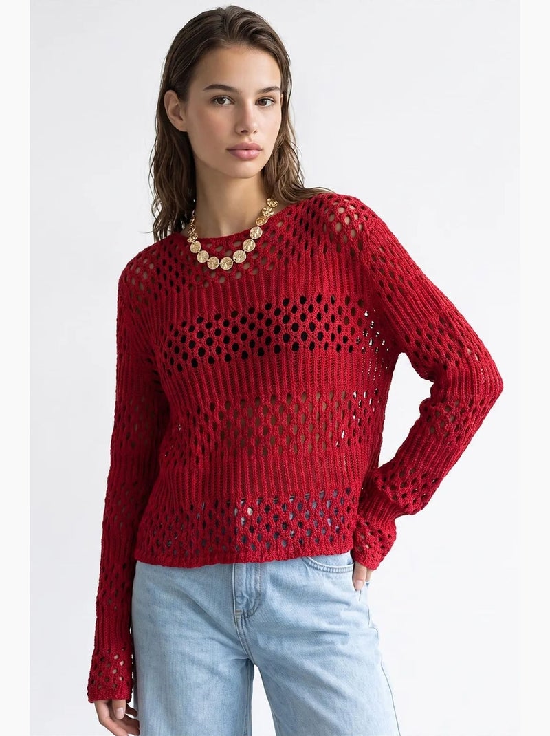 Suéter de malha feminino mixray Vermelho bordô - Kiabi