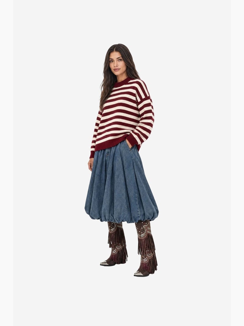 Suéter feminino de acrílico mixray Vermelho bordô - Kiabi