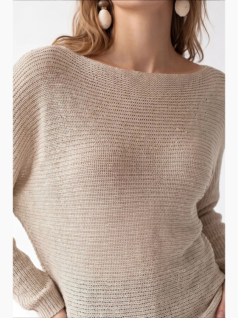 Suéter feminino em acrílico e poliamida mixray Bege natural - Kiabi