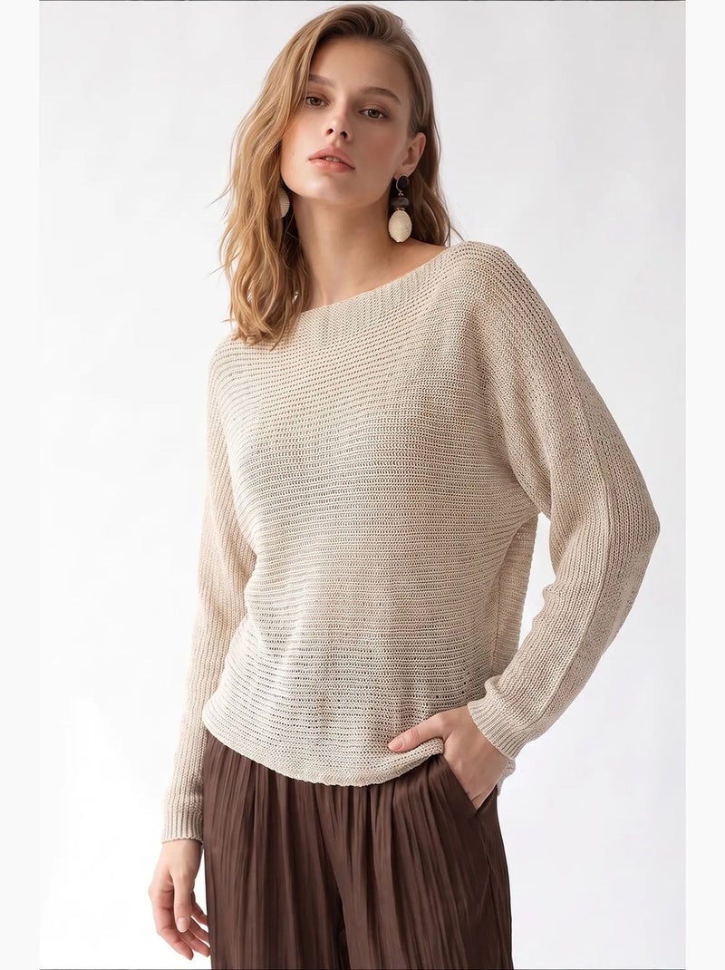 Suéter feminino em acrílico e poliamida mixray Bege natural - Kiabi