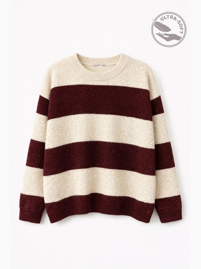 Suéter feminino em mistura de lã mixray Vermelho bordô - Kiabi