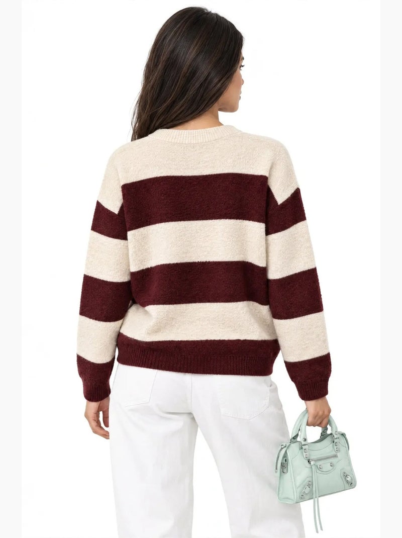 Suéter feminino em mistura de lã mixray Vermelho bordô - Kiabi