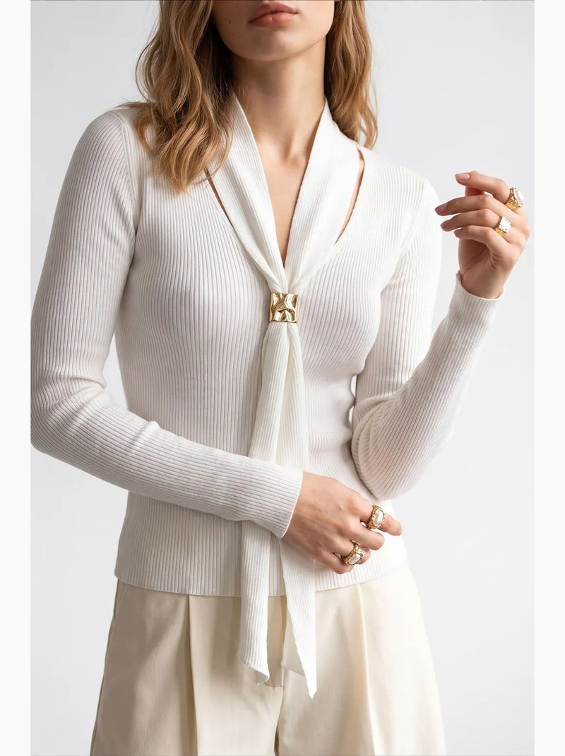 Suéter feminino em mistura de viscose mixray Branco - Kiabi