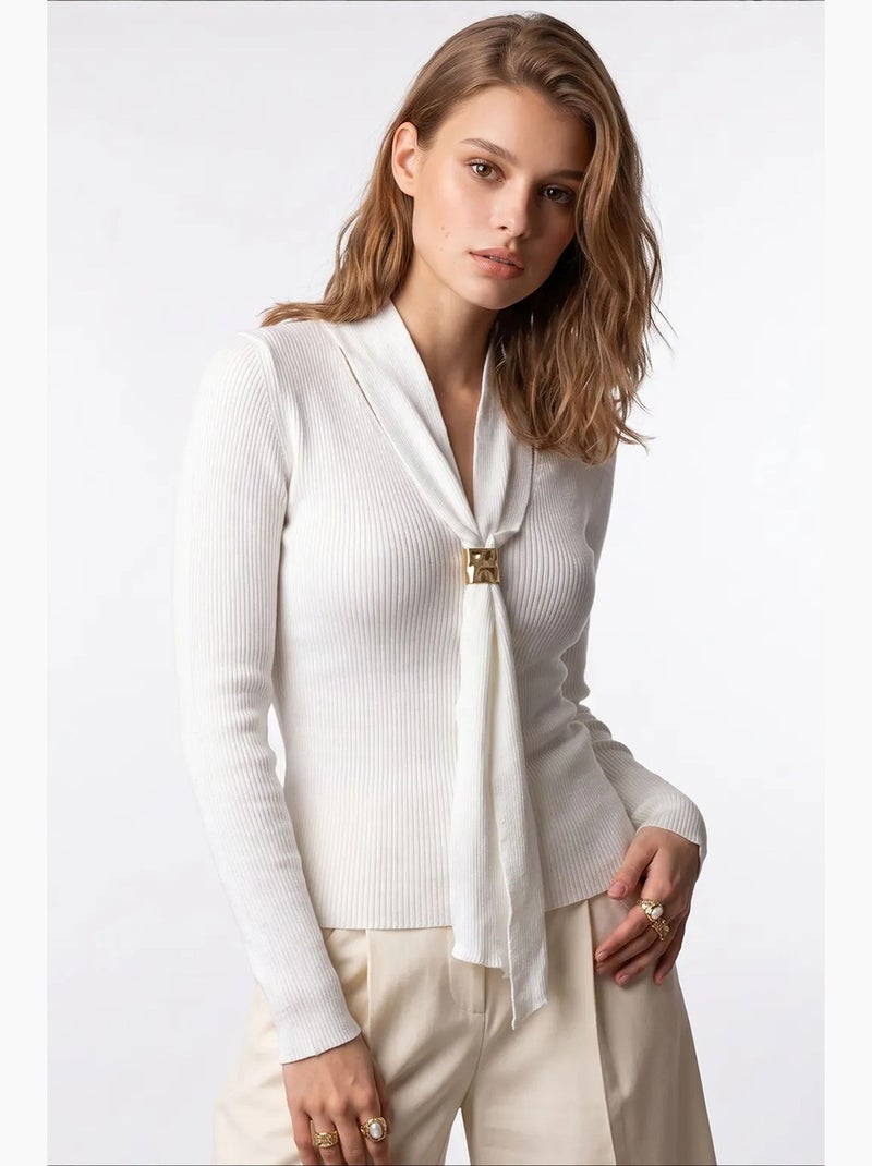 Suéter feminino em mistura de viscose mixray Branco - Kiabi