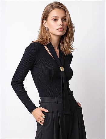 Suéter feminino em mistura de viscose mixray