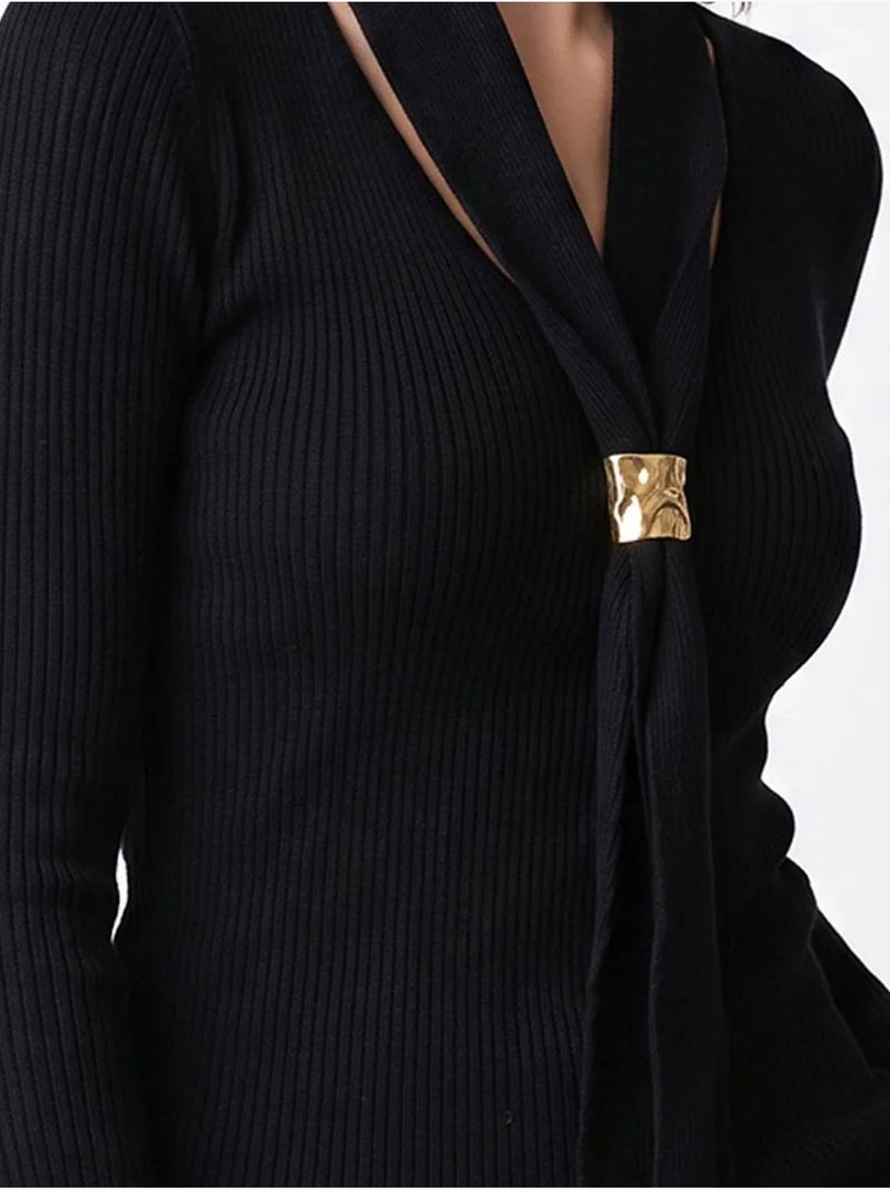 Suéter feminino em mistura de viscose mixray Preto - Kiabi