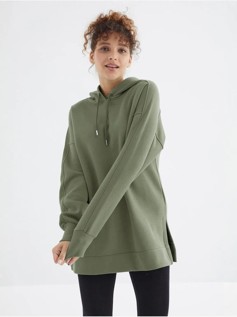 Suéter oversized com bolso tommy Cáqui - Kiabi