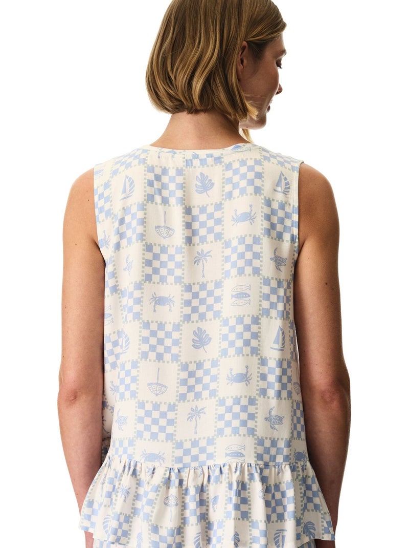 Sun kissed top de pijama de alças aos quadrados penti Branco Azul - Kiabi