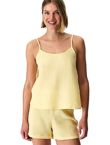 Sunny day conjunto de pijama de musselina de algodão com short penti